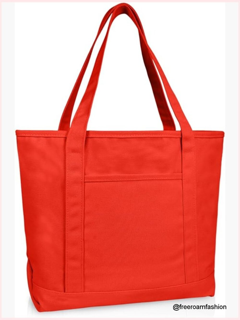 Large 20" Cotton Canvas Tote Bag with Zippered Pockets for Shopping Travel